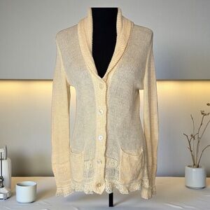 LAUREN RALPH LAUREN CREAM OPEN KNIT SWEATER SIZE LARGE